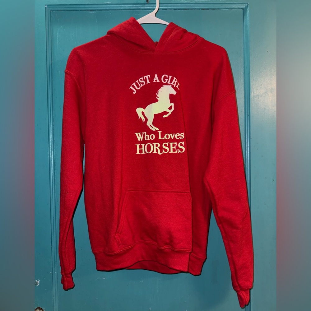 Gildan Red Hoodie - Just a Girl Who Loves Horses